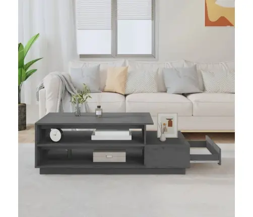 Kavos Staliukas, Pilkas, 120X50X40,5cm Pušies Medienos Masyvas