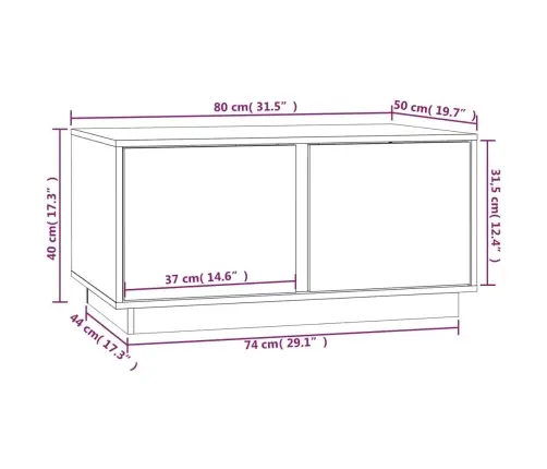 Kafijas Galdiņš, Melns, 80X50X40 Cm, Priedes Masīvkoks Vidaxl