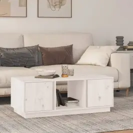 Kafijas Galdiņš, Balts, 110X50X40 Cm, Priedes Masīvkoks Vidaxl