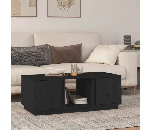 Kavos Staliukas, Juodas, 110X50X40cm Pušies Medienos Masyvas Kavos Staliukas, Juodas, 110X50X40cm Pušies Medienos Masyvas