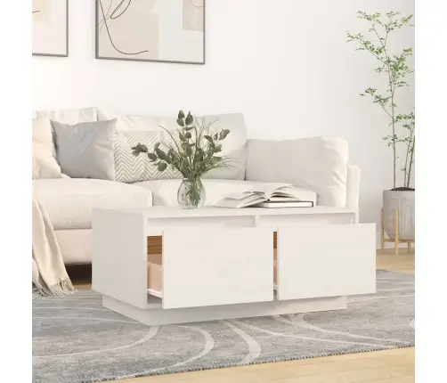 Kafijas Galdiņš, Balts, 80X50X35 Cm, Priedes Masīvkoks Vidaxl