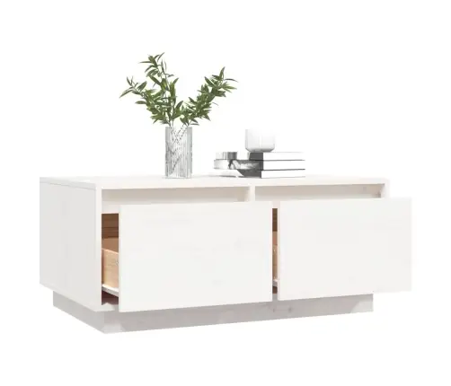 Kafijas Galdiņš, Balts, 80X50X35 Cm, Priedes Masīvkoks Vidaxl