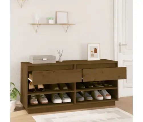 Apavu Skapītis, Medus Brūns, 110X34X52 Cm, Priedes Masīvkoks Vidaxl