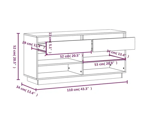 Apavu Skapītis, Medus Brūns, 110X34X52 Cm, Priedes Masīvkoks Vidaxl