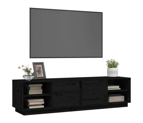 Tv Skapītis, Melns, 156X40X40 Cm, Priedes Masīvkoks Vidaxl