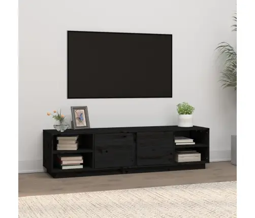Tv Skapītis, Melns, 156X40X40 Cm, Priedes Masīvkoks Vidaxl