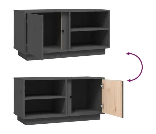 Tv Skapītis, Pelēks, 80X35X40,5 Cm, Priedes Masīvkoks Vidaxl