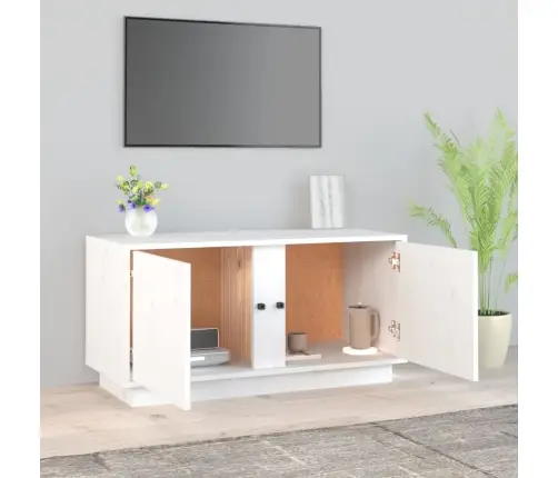 Tv Plaukts, Balts, 80X35X40,5 Cm, Priedes Masīvkoks Vidaxl