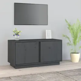 Tv Skapītis, Pelēks, 80X35X40,5 Cm, Priedes Masīvkoks Vidaxl