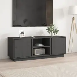 Tv Skapītis, Pelēks, 110X35X40,5 Cm, Priedes Masīvkoks Vidaxl