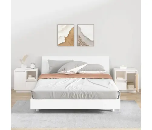 Naktinės Spintelės, 2Vnt., Baltos, 50X34X50cm Pušies Masyvas