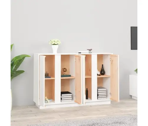 Kumode, Balta, 120X35X80 Cm, Priedes Masīvkoks Vidaxl