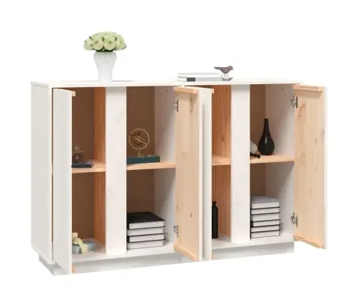 Kumode, Balta, 120X35X80 Cm, Priedes Masīvkoks Vidaxl