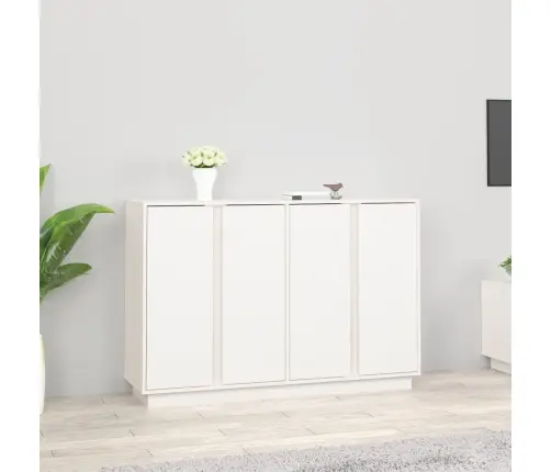 Kumode, Balta, 120X35X80 Cm, Priedes Masīvkoks Vidaxl