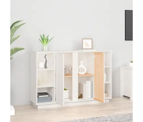 Kumode, Balta, 120X35X80 Cm, Priedes Masīvkoks Vidaxl