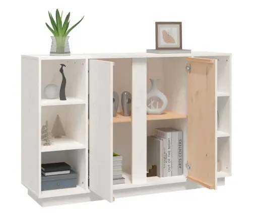 Kumode, Balta, 120X35X80 Cm, Priedes Masīvkoks Vidaxl