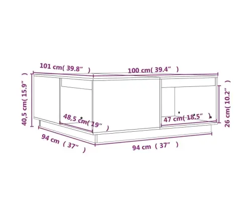 Kavos Staliukas, 100X101X40,5cm Pušies Medienos Masyvas Kavos Staliukas, 100X101X40,5cm Pušies Medienos Masyvas