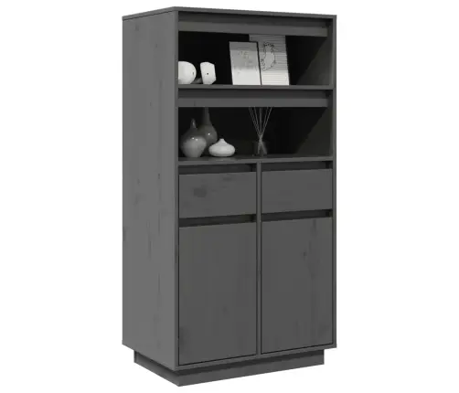 Augstais Skapītis, Pelēks, 60X40X116,5 Cm, Priedes Masīvkoks Vidaxl