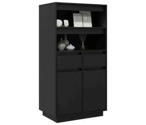 Augstais Skapītis, Melns, 60X40X116,5 Cm, Priedes Masīvkoks Vidaxl