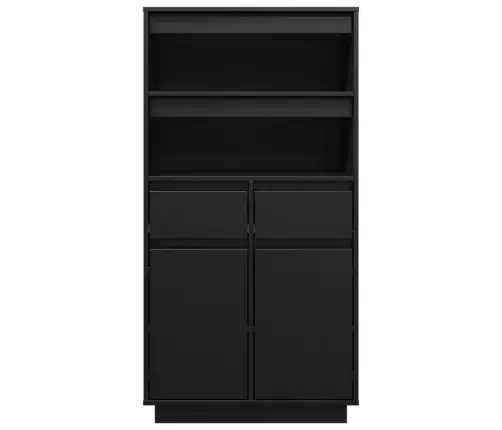 Augstais Skapītis, Melns, 60X40X116,5 Cm, Priedes Masīvkoks Vidaxl
