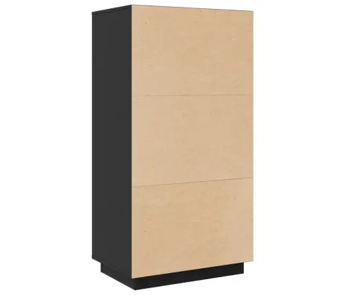 Augstais Skapītis, Melns, 60X40X116,5 Cm, Priedes Masīvkoks Vidaxl
