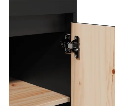 Augstais Skapītis, Melns, 60X40X116,5 Cm, Priedes Masīvkoks Vidaxl