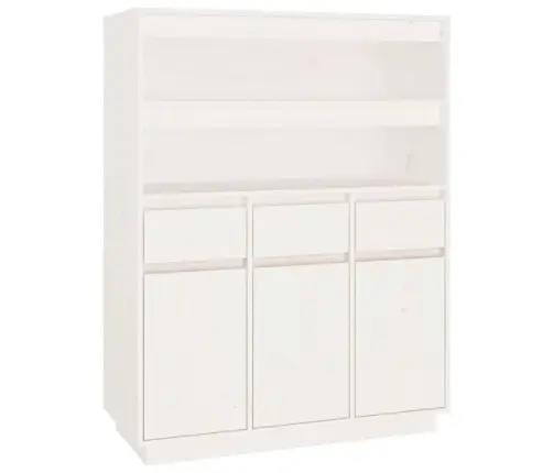 Augstais Skapītis, Balts, 89X40X116,5 Cm, Priedes Masīvkoks Vidaxl