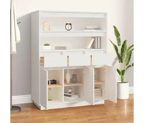 Augstais Skapītis, Balts, 89X40X116,5 Cm, Priedes Masīvkoks Vidaxl