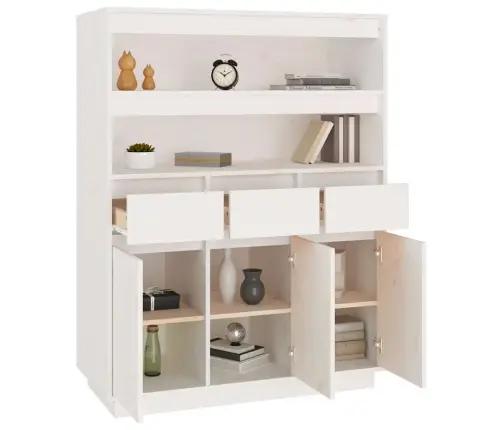 Augstais Skapītis, Balts, 89X40X116,5 Cm, Priedes Masīvkoks Vidaxl