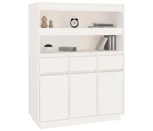 Augstais Skapītis, Balts, 89X40X116,5 Cm, Priedes Masīvkoks Vidaxl