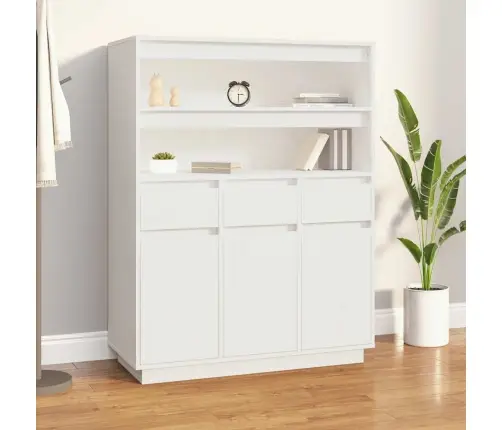 Augstais Skapītis, Balts, 89X40X116,5 Cm, Priedes Masīvkoks Vidaxl