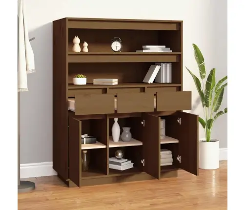 Augstais Skapītis, Brūns, 89X40X116,5 Cm, Priedes Masīvkoks Vidaxl