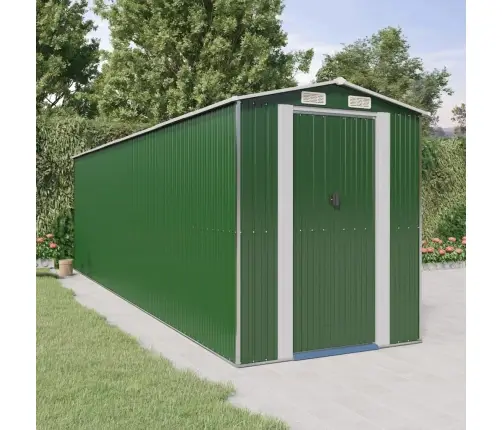 Dārza Šķūnis, Zaļš, 192X689X223 Cm, Cinkots Tērauds Vidaxl