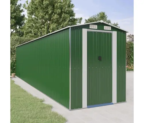 Dārza Šķūnis, Zaļš, 192X855X223 Cm, Cinkots Tērauds Vidaxl