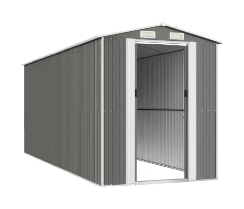 Dārza Šķūnis, Gaiši Pelēks, 192X523X223 Cm, Cinkots Tērauds Vidaxl