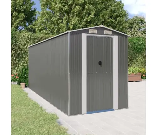 Dārza Šķūnis, Gaiši Pelēks, 192X523X223 Cm, Cinkots Tērauds Vidaxl