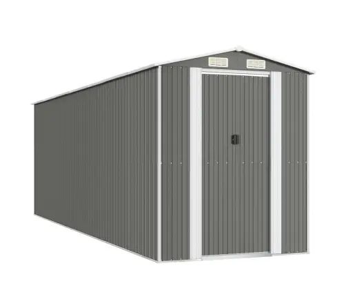 Dārza Šķūnis, Gaiši Pelēks, 192X606X223 Cm, Cinkots Tērauds Vidaxl