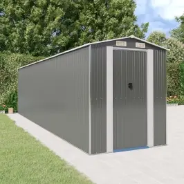 Dārza Šķūnis, Gaiši Pelēks, 192X772X223 Cm, Cinkots Tērauds Vidaxl