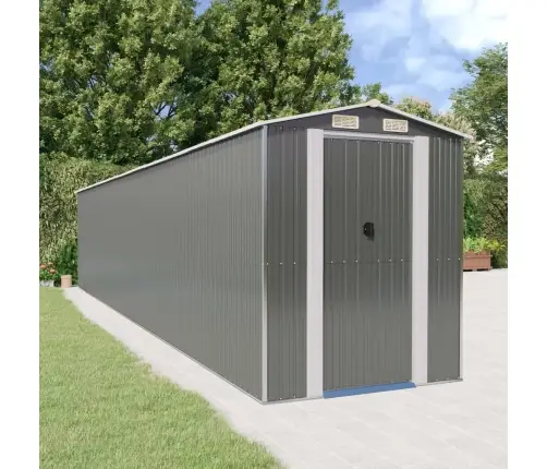 Dārza Šķūnis, Gaiši Pelēks, 192X1021X223 Cm, Cinkots Tērauds Vidaxl