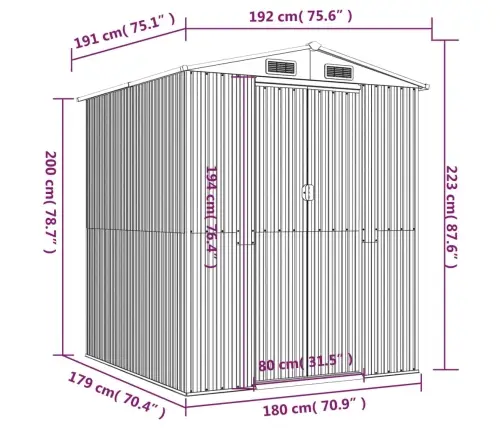Aiakuur, Antratsiithall, 192X191X223 cm Tsingitud Teras