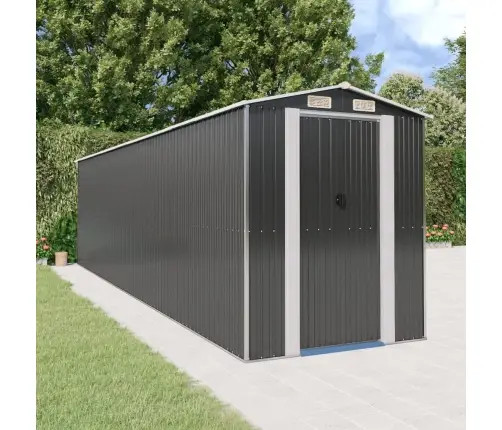 Dārza Šķūnis, Antracītpelēks, 192X772X223 Cm, Cinkots Tērauds Vidaxl