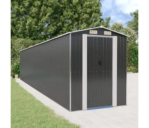 Dārza Šķūnis, Antracītpelēks, 192X938X223 Cm, Cinkots Tērauds Vidaxl