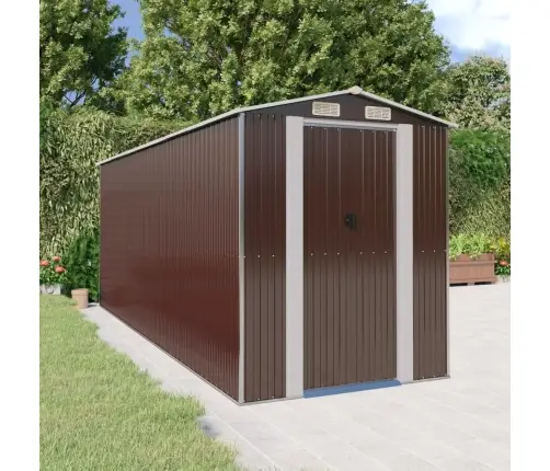 Dārza Šķūnis, Tumši Brūns, 192X523X223 Cm, Cinkots Tērauds Vidaxl