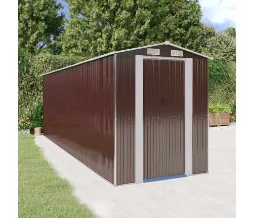 Dārza Šķūnis, Tumši Brūns, 192X606X223 Cm, Cinkots Tērauds Vidaxl