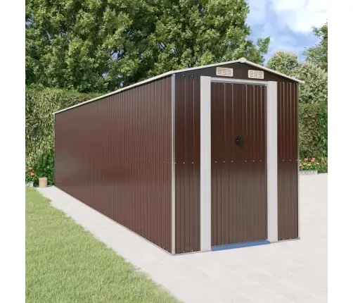 Dārza Šķūnis, Tumši Brūns, 192X772X223 Cm, Cinkots Tērauds Vidaxl