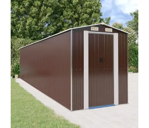 Dārza Šķūnis, Tumši Brūns, 192X855X223 Cm, Cinkots Tērauds Vidaxl