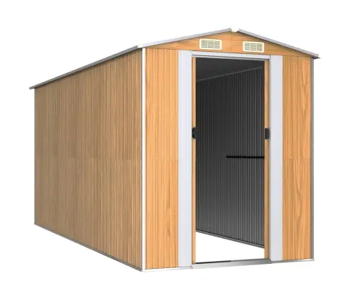 Dārza Šķūnis, Gaiši Brūns, 192X440X223 Cm, Cinkots Tērauds Vidaxl