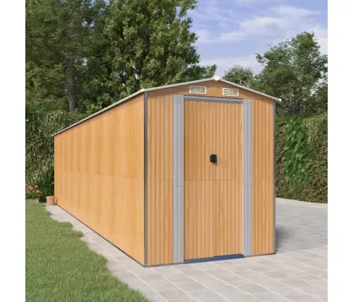 Dārza Šķūnis, Gaiši Brūns, 192X772X223 Cm, Cinkots Tērauds Vidaxl