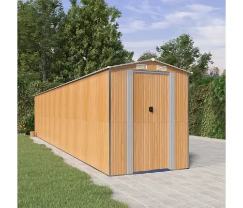 Dārza Šķūnis, Gaiši Brūns, 192X938X223 Cm, Cinkots Tērauds Vidaxl