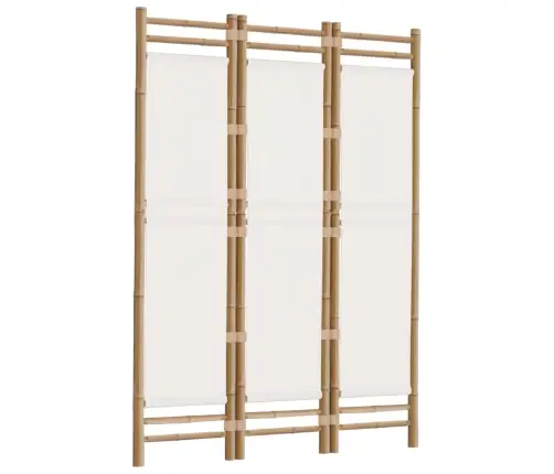 Istabas Aizslietnis, 3 Paneļi, 120 Cm, Bambuss Un Audekls Vidaxl